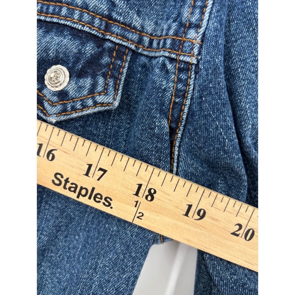 Ethyl Denim Duster Jacket Medium Wash Lace Up Frayed Hem Boho Western Size M - Picture 4 of 6